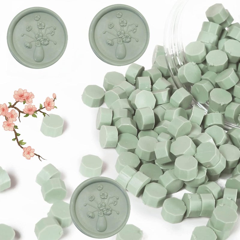 Atopbb 300 Pcs Wax Seal Beads, Sage Green Sealing Wax Beads, Refilling Octagon Wax Sealing Beads for Wax Stamp Sealing, Perfect for Wedding Invitations, Christmas Cards, Envelopes (Sage Green) - Image 4
